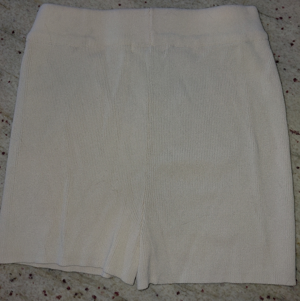 MESHKI Noah Knit Shorts Ivory Cream Ribbed Size S Clean Girl Old Money - Picture 12 of 12